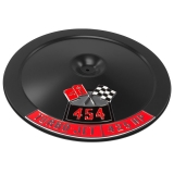 1964-1977 Chevelle 14 Inch Air Cleaner Black Lid With Die Cast Emblems, 454, 425 Horsepower Image