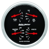 AutoMeter 5in. Quad Gauge, 100 PSI&100-250F&8-18V&0-90 Ohm, Designer Black Image