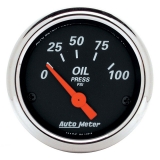 AutoMeter 2-1&16in. Oil Pressure Gauge, 0-100 PSI, Air-Core, Designer Black Image