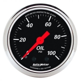 AutoMeter 2-1&16in. Oil Pressure Gauge, 0-100 PSI, Mechanical, Designer Black Image