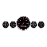 AutoMeter 5 Pc. Gauge Kit, 3-3&8in. & 2-1&16in., Electric Speedometer, Designer Black Image