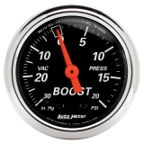 AutoMeter 2-1&16in. Boost&Vacuum Gauge, 30 In Hg&20 PSI, Designer Black Image