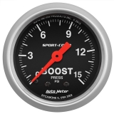 AutoMeter 2-1&16in. Boost Gauge, 0-15 PSI, Mechanical, Sport-Comp Image