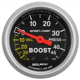 AutoMeter 2-1&16in. Boost&Vacuum Gauge, 30 In Hg&45 PSI, Sport-Comp Image