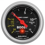 AutoMeter 2-1&16in. Boost&Vacuum Gauge, 30 In Hg&15 PSI, Sport-Comp Image