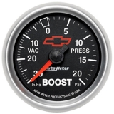 AutoMeter 2-1&16in. Boost&Vacuum Gauge, 30 In Hg&20 PSI, Cutlass Black Image