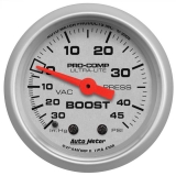 AutoMeter 2-1&16in. Boost&Vacuum Gauge, 30 In Hg&45 PSI, Ultra-Lite Image
