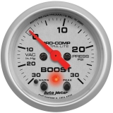 AutoMeter 2-1&16in. Boost&Vacuum Gauge, 30 In Hg&30 PSI, Stepper Motor, Ultra-Lite Image