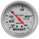 AutoMeter 2-5&8in. Boost&Vacuum Gauge, 30 In Hg&30 PSI, Mechanical, Ultra-Lite Image