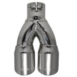 Flowmaster Clamp-On Exhaust Tip, 3 In. Dual Angle Cut Polished SS, Fit 2.5 In. Tube Image