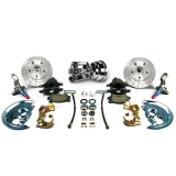 1967-1969 Camaro Front Disc Brake Conversion Kit w/ 8 inch Chrome Booster w/ Black Calipers, D&S Rotors Image