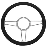 1978-1983 Malibu Leather Grip Chrome Plated Aluminum Steering Wheel, Vintage Style 14 Inch Image