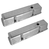 1962-1979 Chevy Nova Small Block Polished Aluminum Ball Milled Valve Covers Tall Height Image