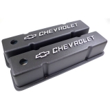 1964-1987 Chevy El Camino Small Block Tall Valve Covers, Chevrolet Logo, Black Image