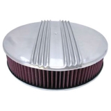 1967-1992 Camaro 14 Inch Air Cleaner Assembly Polished Aluminum Finned Flat Base Image