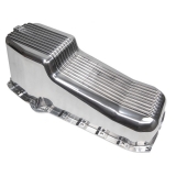 1970-1988 Monte Carlo Small Block Finned Aluminum Oil Pan Drivers Side Dipstick Polished Image