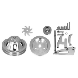 1964-1968 Chevy Chevelle Small Block Double Groove Water Pump Pulley And Bracket Kit For Short Pump Image