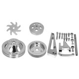 1967-1968 Chevy Camaro Big Block Double Groove Water Pump Pulley And Bracket Kit For Short Pump Image