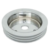 1962-1968 Chevy Nova Small Block Crank Pulley Triple Groove Polished Aluminum For Short Pump Image
