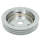 1967-1968 Chevy Camaro Small Block Crank Pulley Triple Groove Satin Aluminum For Short Pump Image