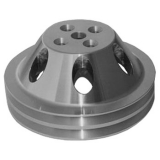 1964-1968 Chevy El Camino Small Block Satin Aluminum Water Pump Pulley Double Groove For Short Pump Image