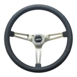 1964-1977 Chevelle GT Performance Retro Leather Model Steering Wheel Brushed Steel Spoke Slots Image