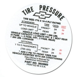 1968 Chevelle Tire Pressure Decal Image