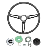 1970-1977 Monte Carlo Black Powdercoated Comfort Grip Steering Wheel Kit with SS Emblem, Non-Tilt Image