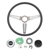 1969-1970 Chevelle Black Comfort Grip Steering Wheel Kit W/ SS Emblem Silver Spoke W/ Slots Non-Tilt Image