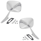 1969-1972 Chevrolet Outer Door Mirror Kit; Chrome; Ribbed; w/Hardware; LH & RH Side Image