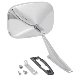 1969-1972 El Camino Outer Door Mirror; Chrome; Ribbed; w/Hardware; RH Passenger Side Image