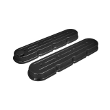 Eddie Motorsports Chevy LS Cast Valve Covers, Ball Milled, Gloss Black Image