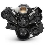EMS LS Series Raven S-Drive Plus 8Rib Serpentine System, Billet PS Res, Gloss Black Anodized Image