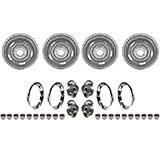 1964-1977 Chevelle Rally Wheel Kit 15 X 7 Kit With Chevrolet Motor Division Turbine Style Caps Image
