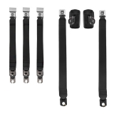 1968-1972 Chevelle Deluxe Small Buckle GM Seat Belt Set, Front and Rear, Black Image