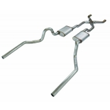 1964-1972 Chevelle High Tuck Exhaust System 2.5 Inch X-Pipe, 18 Turbo Pro Mufflers - 409 Stainless Image