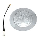 Product Chrome Plated Aluminum Horn Button Featuring Ball Milled Flames Fits GM 67-Up 4-5/8 Diameter Image