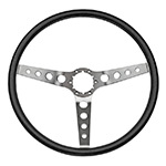 Product 1969-1970 Chevrolet Black Comfort Grip Sport Steering Wheel Silver Spokes With Holes Image