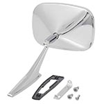 Product 1969-1972 Chevrolet Outer Door Mirror; Chrome; Ribbed; w/Hardware; LH Drivers Side Image